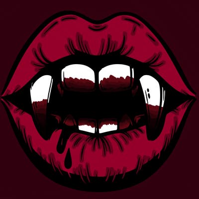lips with vampire teeth