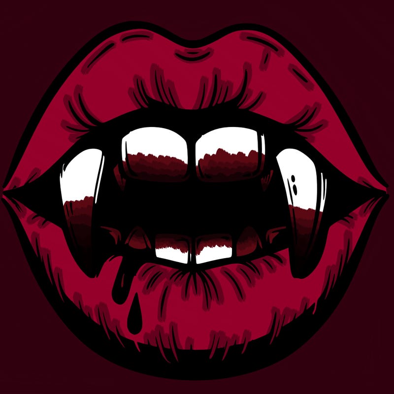 lips with vampire teeth
