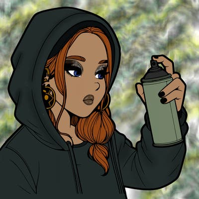 a realistic girl, spray painting