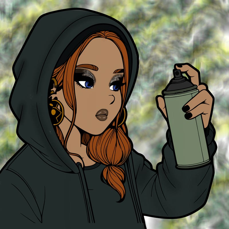 a realistic girl, spray painting