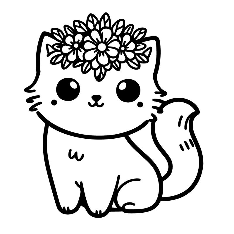 a cat with a flower crown