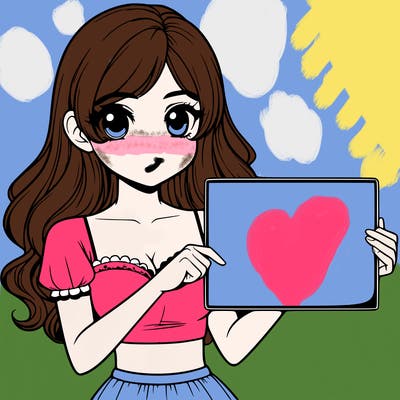 realistic pretty girl holding blank sign