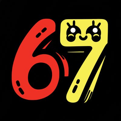 the numbers 67