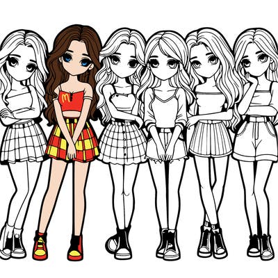 a group of girls realistic