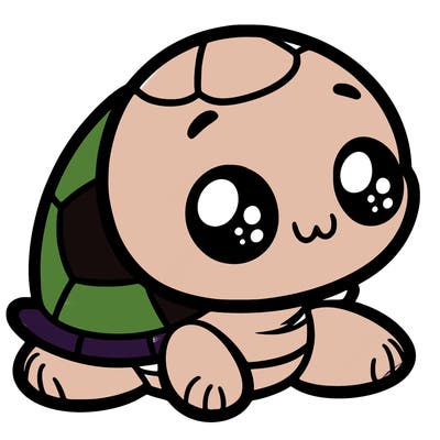 cute little animated turtle