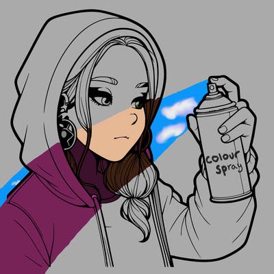 a realistic girl, spray painting