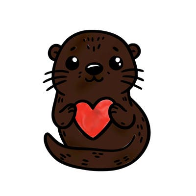 otter with a heart