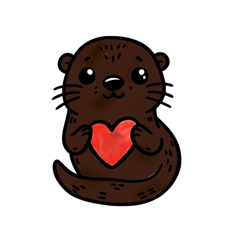 otter with a heart