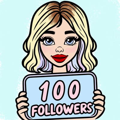 100 followers realistic girl
