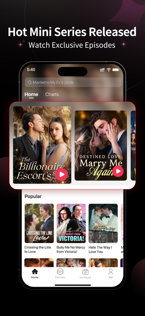 MoboShort - MoboShort app home screen displaying exclusive short-form drama series and popular mini-episodes