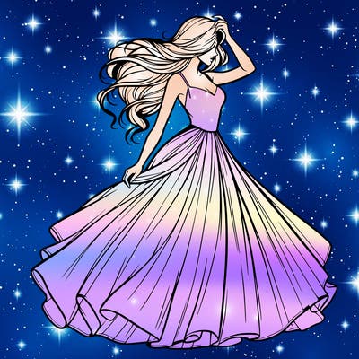 realistic woman with dress flowing in the wind