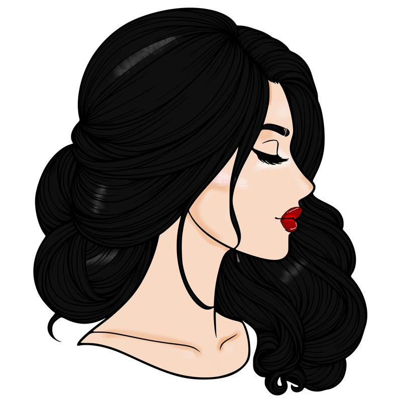 realistic woman's head & hair