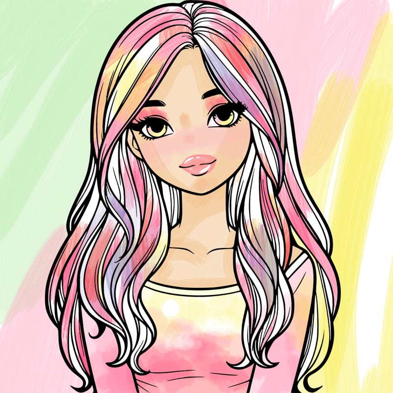 realistic girl with long hair