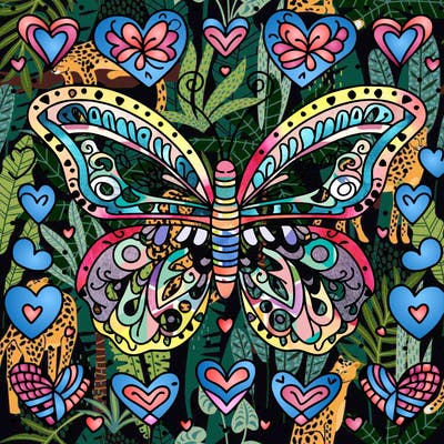 pattern butterfly and hearts