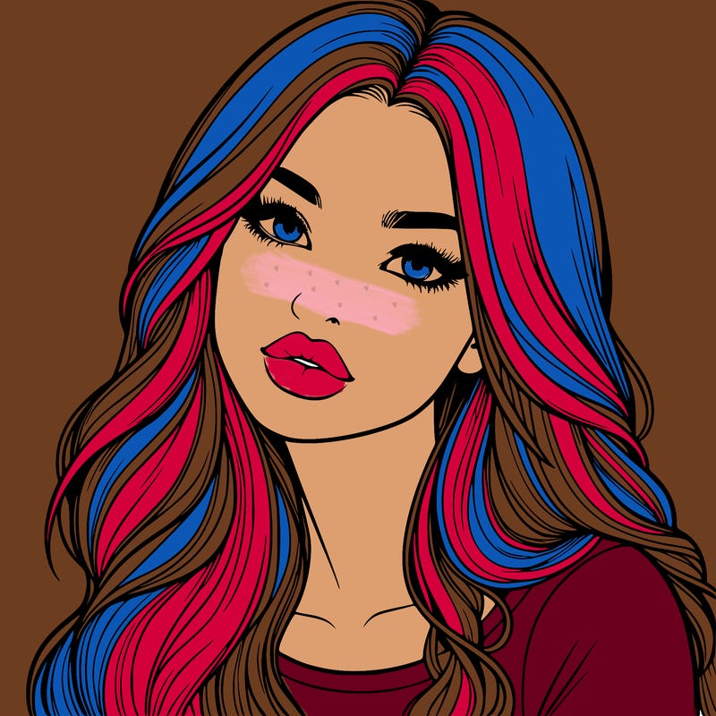 realistic girl with hair on her hair and lips