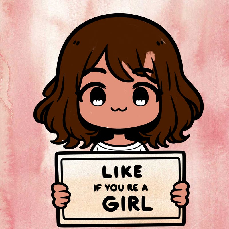a cute girl holding a sign that says like if you’re a girl
