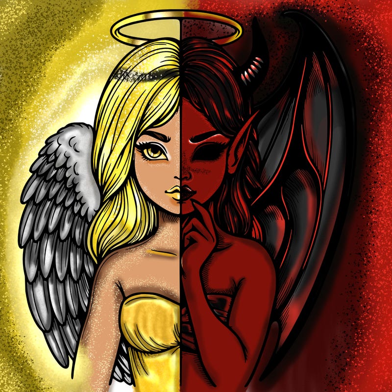 realistic angel half demon