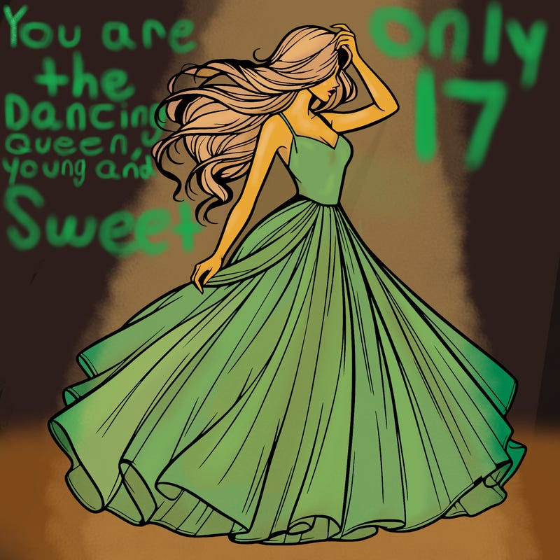 realistic woman with dress flowing in the wind