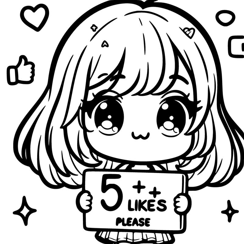cute girl holding a sign saying 5+ likes please