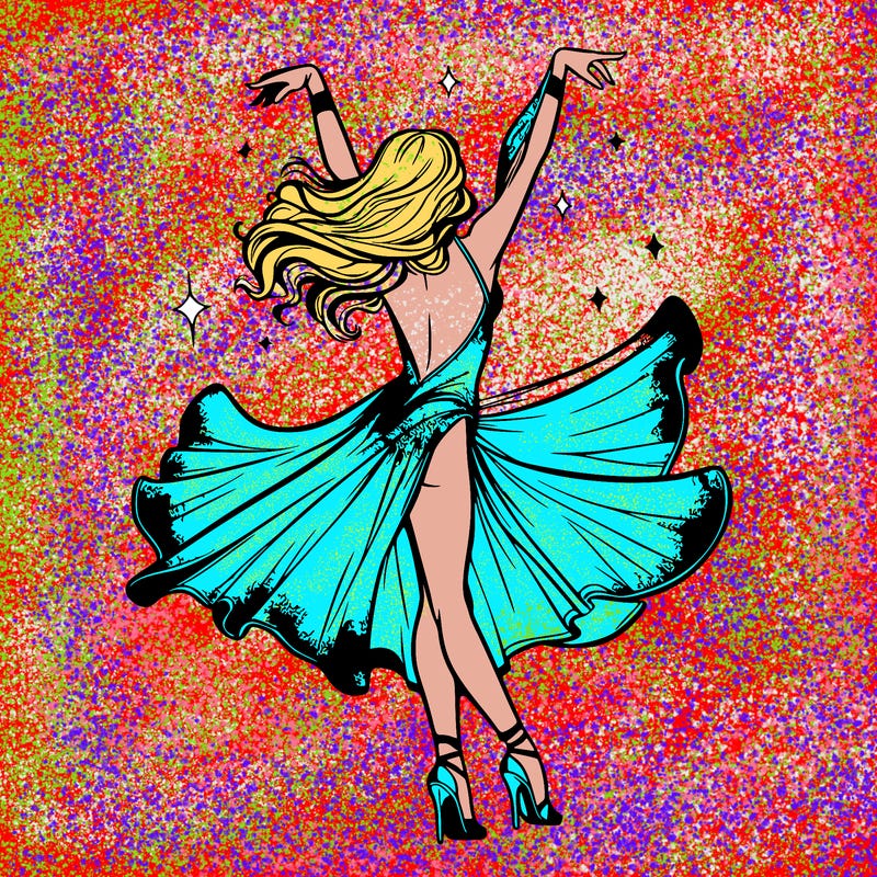 dancer dancing with a shimmery costume on realistic