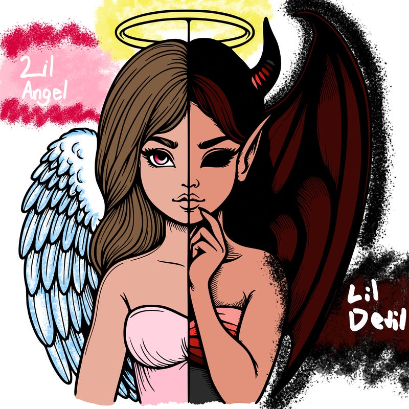 realistic angel half demon