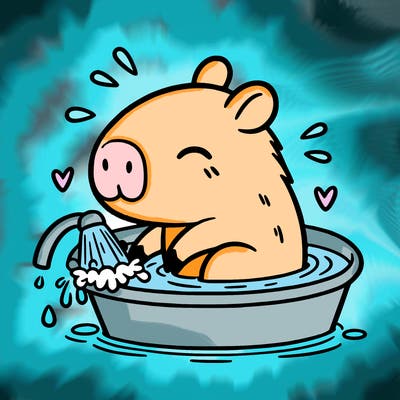capybara taking a bath