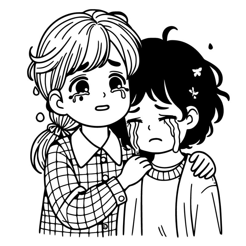 girl crying with friend hugging her