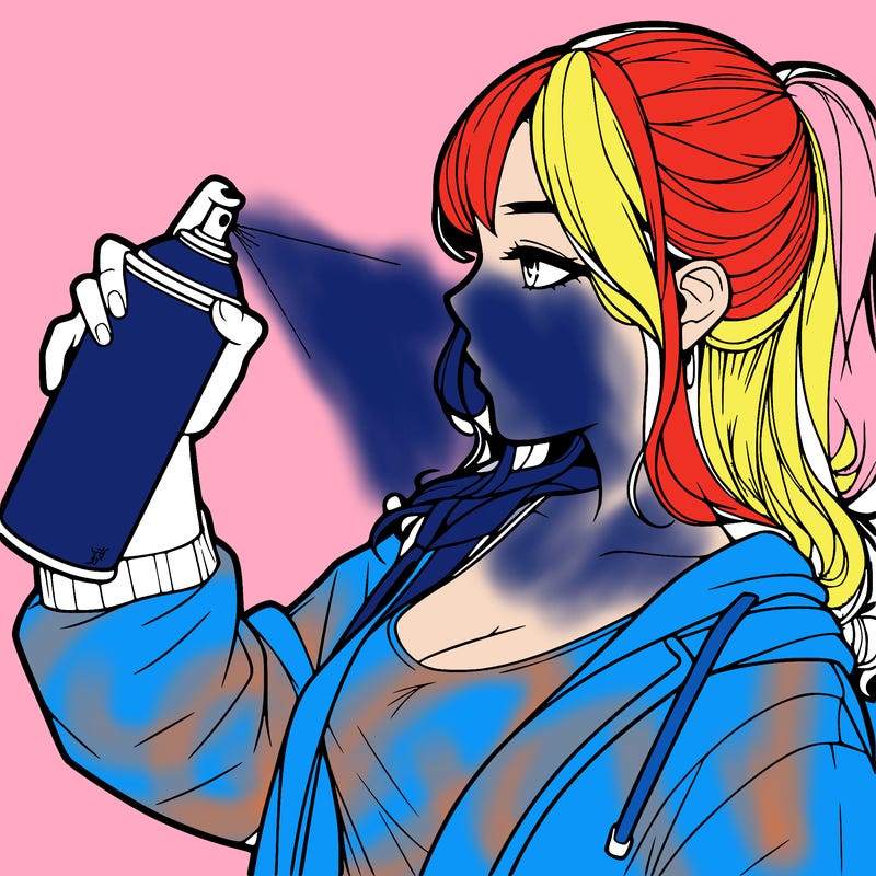 a realistic girl spray, painting