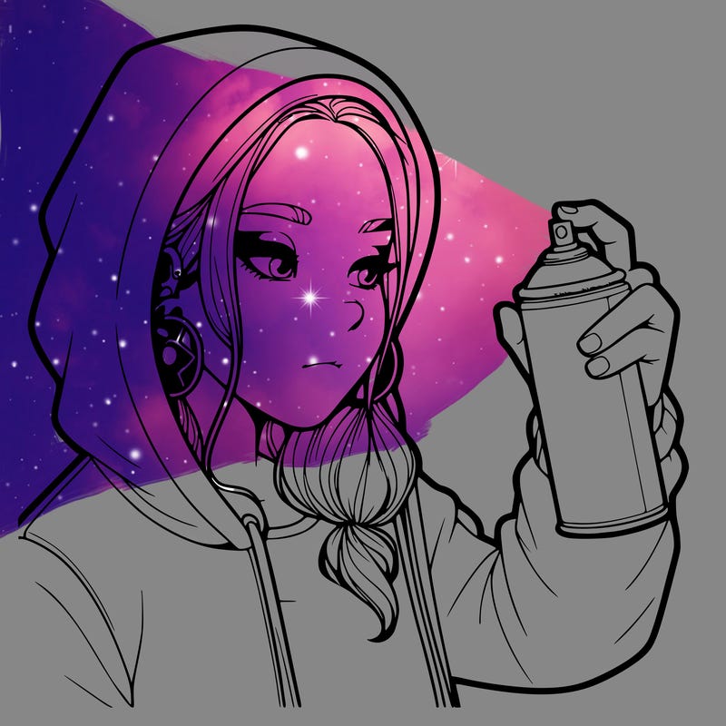 a realistic girl, spray painting