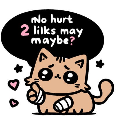 cute cat thats been hurt saiying 2 likes maybe