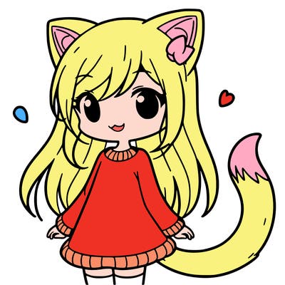 girl with cat ears and tail