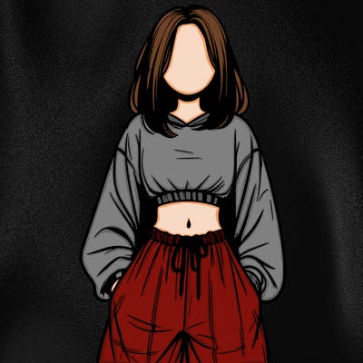realistic girl faceless with baggy pants and a crop top