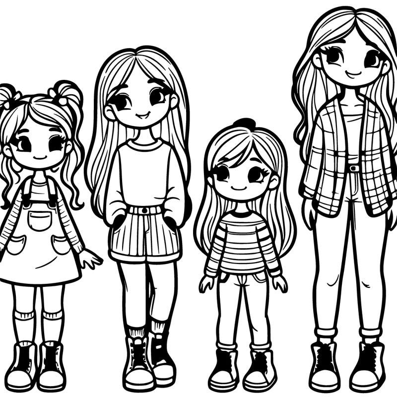 four girls one small and the rest tall