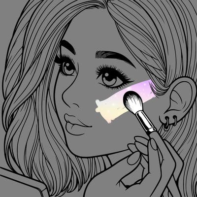 a realistic girl doing her makeup