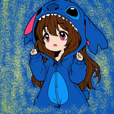 anime girl in a stitch onsie