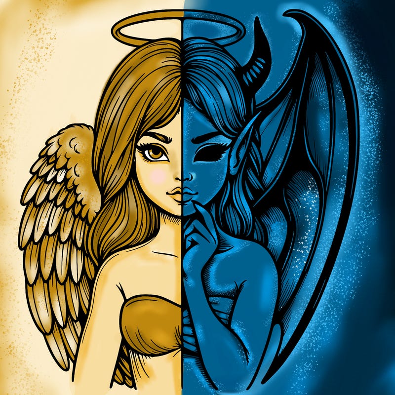 realistic angel half demon