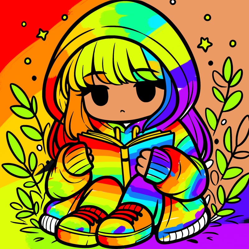 girl in oversized hoodie reading a book