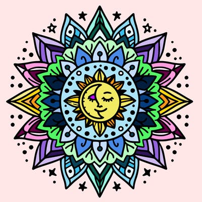 mandala star sun moon