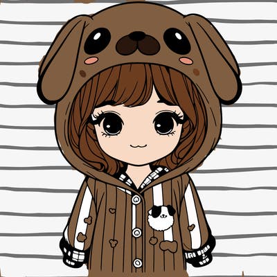 realistic girl in dog pjs