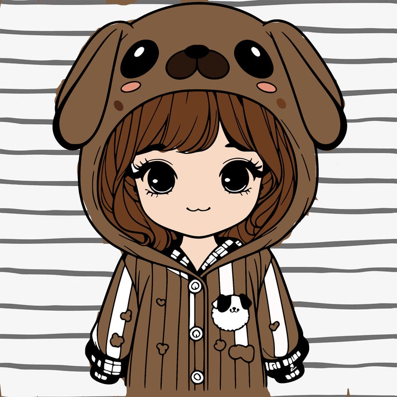 realistic girl in dog pjs