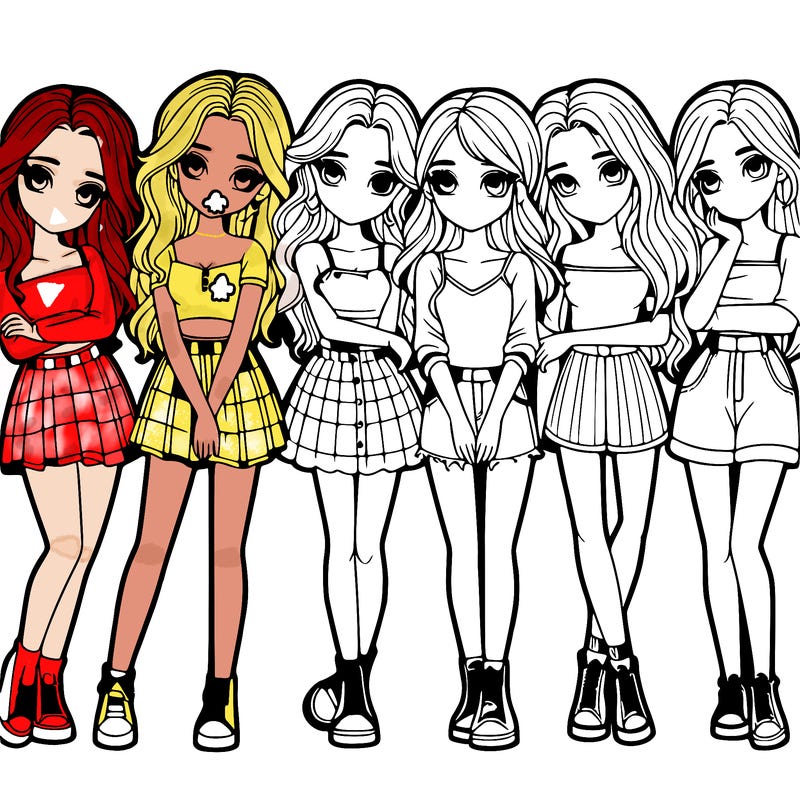 a group of girls realistic