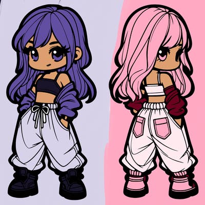 girl in crop top and baggy pants