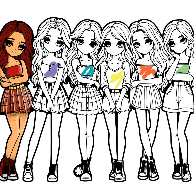 a group of girls realistic