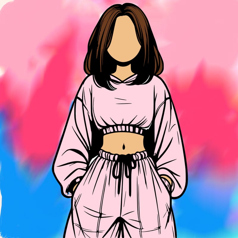 realistic girl faceless with baggy pants and a crop top