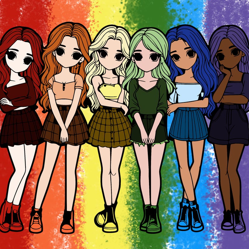 a group of girls realistic