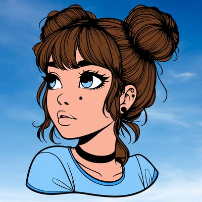 realistic girl with spacebuns