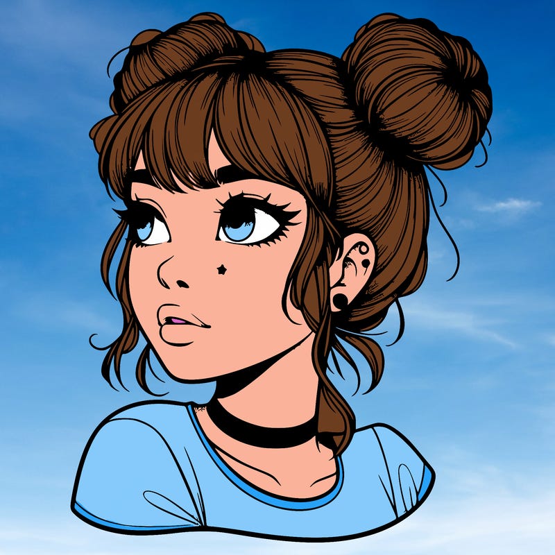 realistic girl with spacebuns