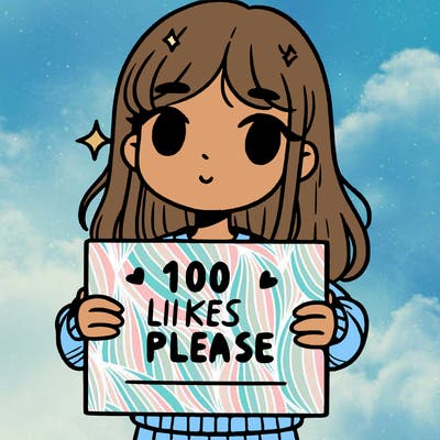 a girl holding up a sign saying 100 likes please