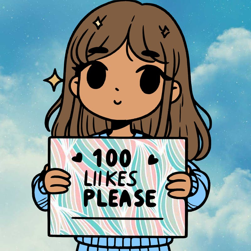 a girl holding up a sign saying 100 likes please