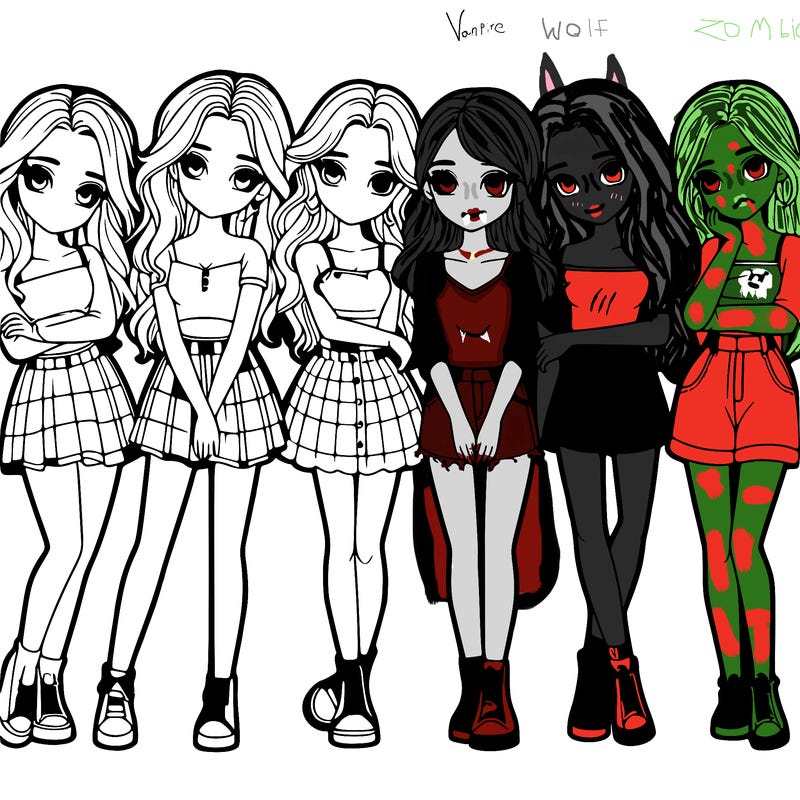 a group of girls realistic